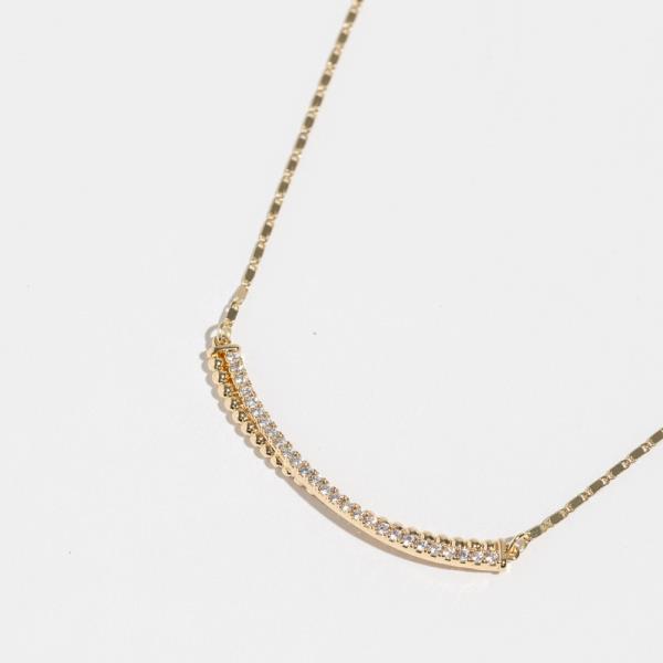 GOLD DIPPED CZ METAL BAR PENDANT NECKLACE