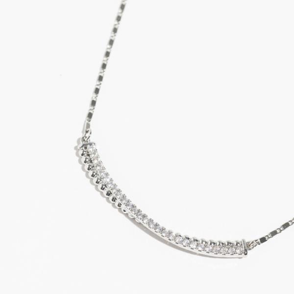 GOLD DIPPED CZ METAL BAR PENDANT NECKLACE