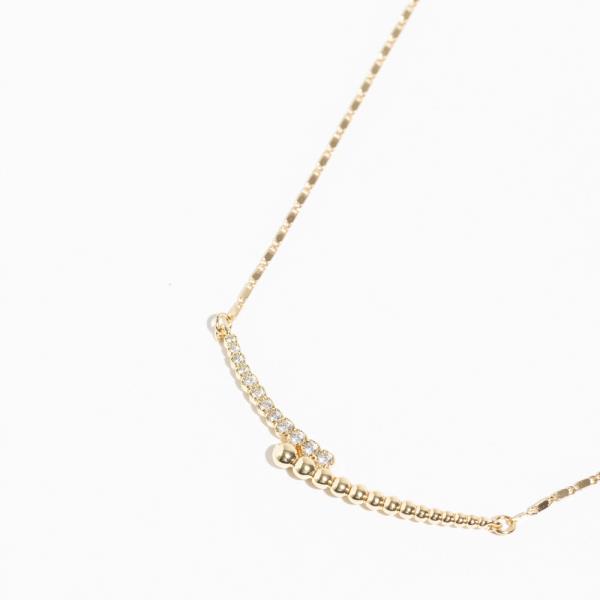 GOLD DIPPED CZ METAL BAR PENDANT NECKLACE