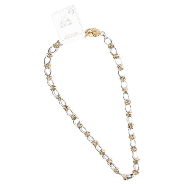 GOLD DIPPED TWO TONE METAL CHAIN NECKLACE