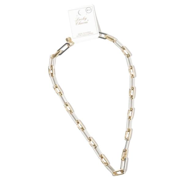 GOLD DIPPED TWO TONE METAL CHAIN NECKLACE