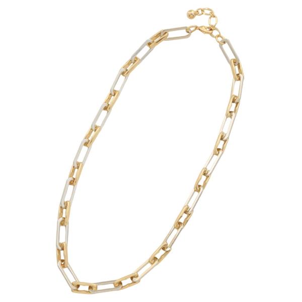 GOLD DIPPED TWO TONE METAL CHAIN NECKLACE