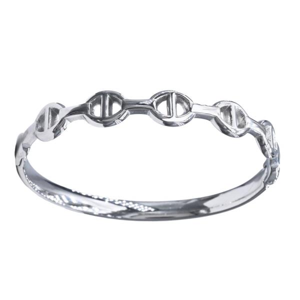 CIRCLE METAL BAR LINK STAINLESS STEEL BANGLE BRACELET