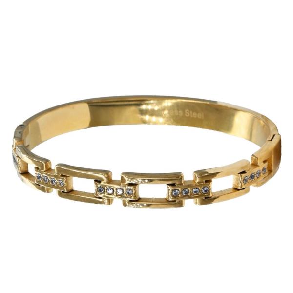 CZ SQUARE CHAIN STAINLESS STEEL BANGLE BRACELET