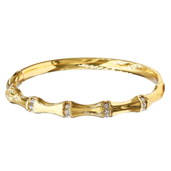 STONE BAMBOO STAINLESS STEEL BANGLE BRACELET