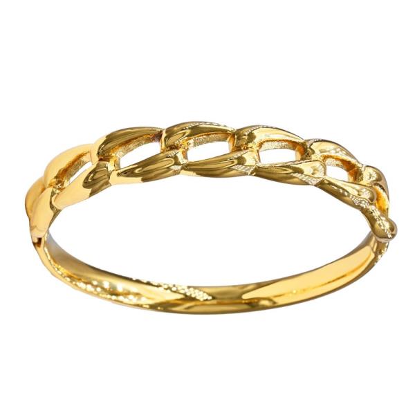 OVAL CHAIN LINK STAINLESS STEEL BANGLE BRACELET