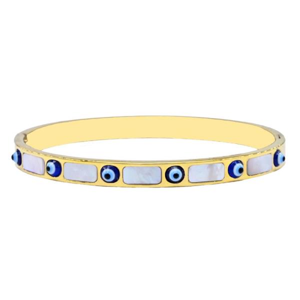 EVIL EYE STAINLESS STEEL BANGLE BRACELET