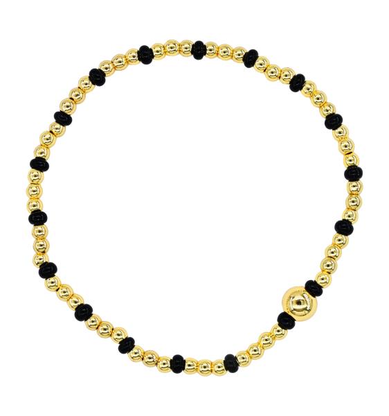 STAINLESS STEEL BALL SEED BEAD BRACELET