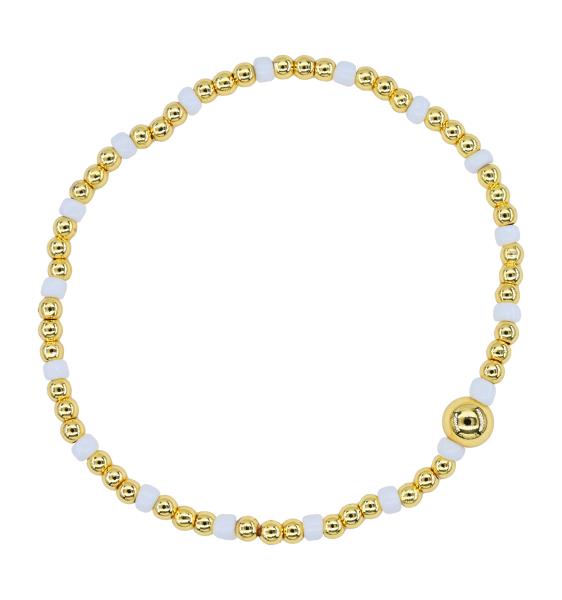 STAINLESS STEEL BALL SEED BEAD BRACELET