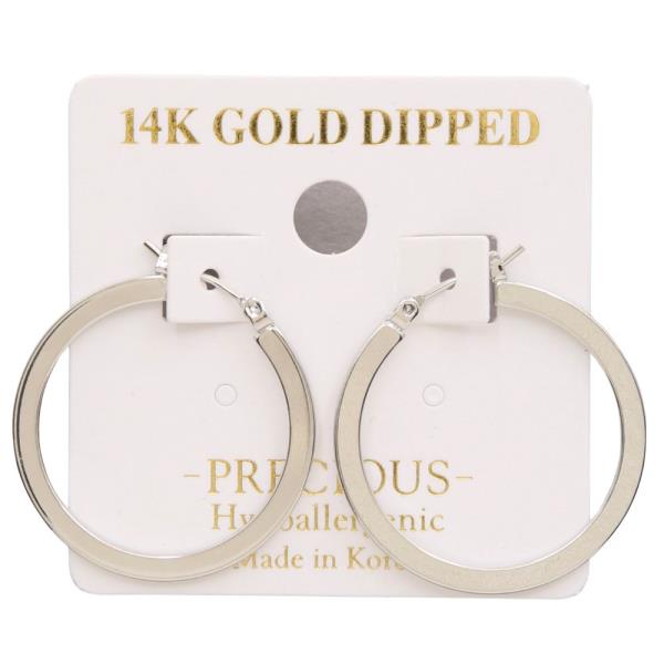 14K GOLD DIPPED FLAT HOOP EARRING