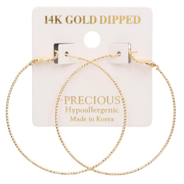 14K GOLD DIPPED TEXTURED HOOP EARRING