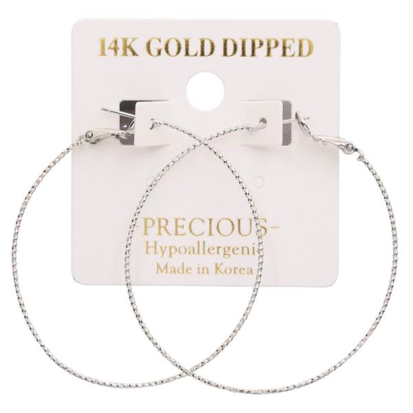 14K GOLD DIPPED TEXTURED HOOP EARRING