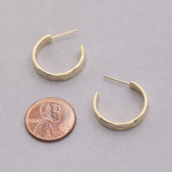 14K GOLD DIPPED SQUARE EDGE OPEN HOOP EARRING