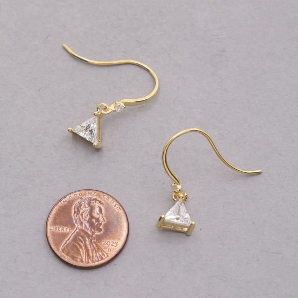 14K GOLD DIPPED TRIANGLE CZ DANGLE EARRING