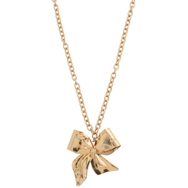 METAL RIBBON BOW PENDANT NECKLACE