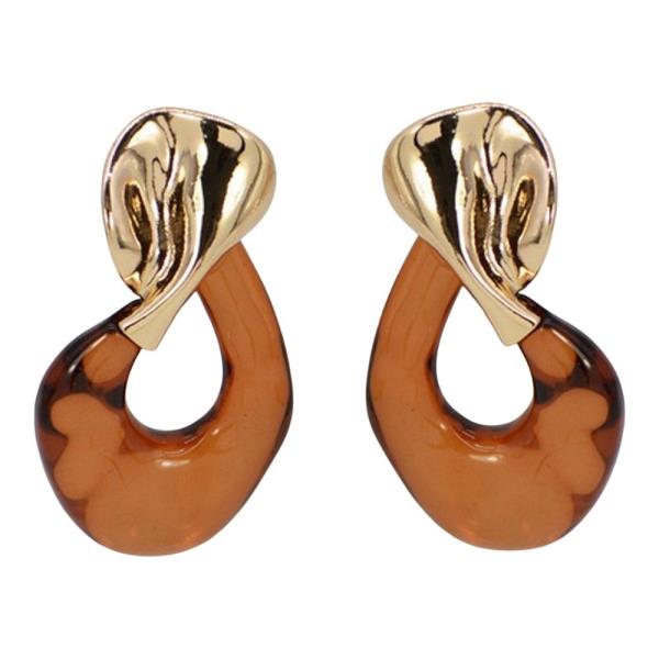 METAL RESIN DROP DANGLE EARRING