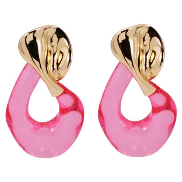 METAL RESIN DROP DANGLE EARRING