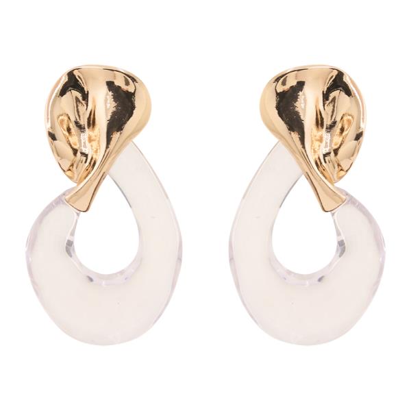 METAL RESIN DROP DANGLE EARRING
