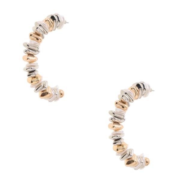 TWO TONE BEAD HALF CIRCLE EARRING