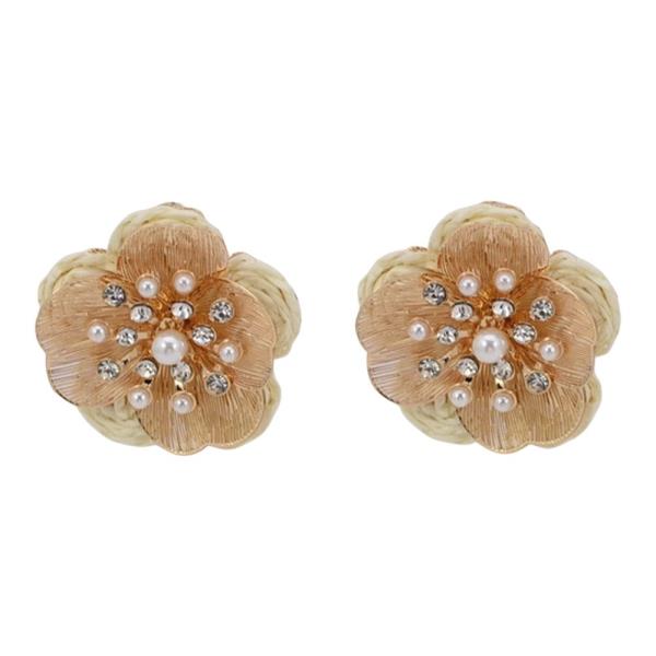 TEXTURED METAL FLORAL STUD EARRING