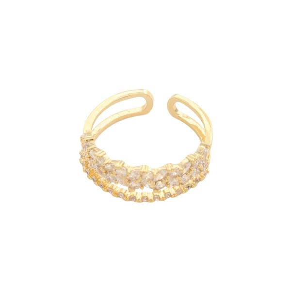 SODAJO CZ GOLD DIPPED LAYERED ADJUSTABLE RING