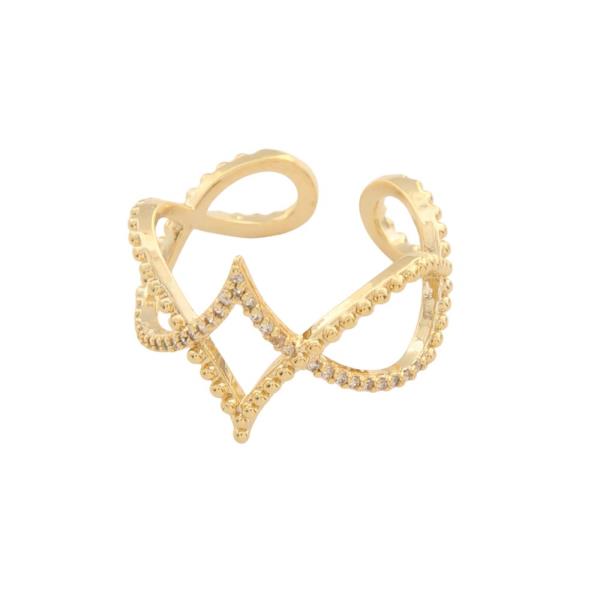 SODAJO CZ POINTED METAL GOLD DIPPED ADJUSTABLE RING