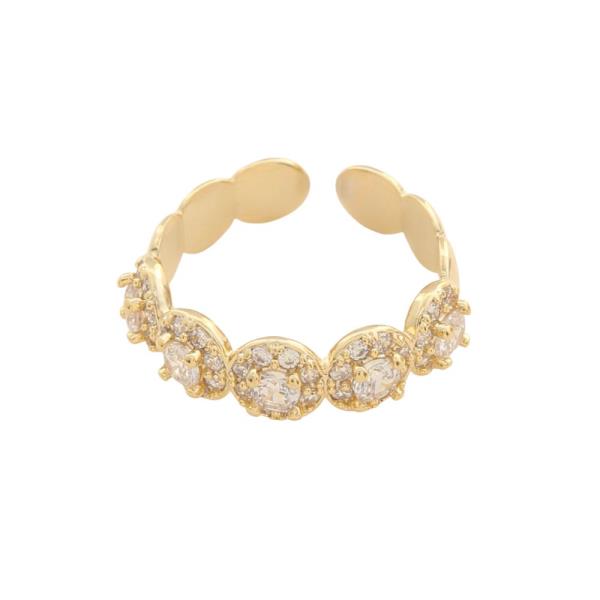 SODAJO CZ ROUND GOLD DIPPED ADJUSTABLE RING