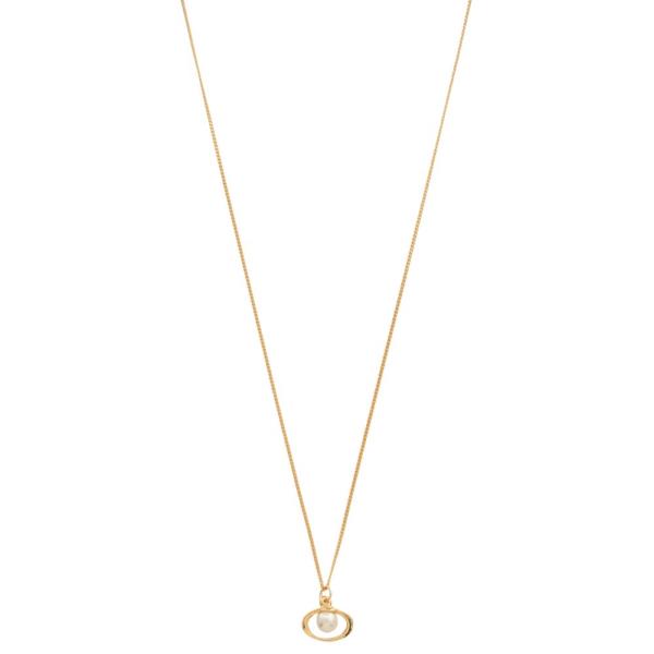 SODAJO PEARL BEAD OVAL METAL GOLD DIPPED NECKLACE