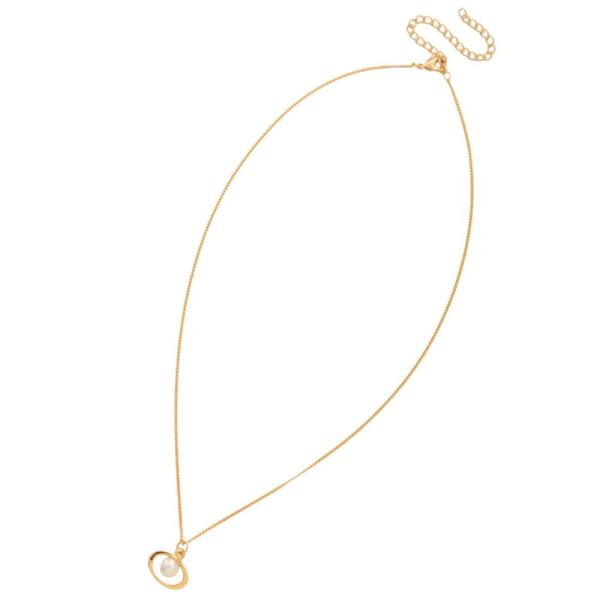 SODAJO PEARL BEAD OVAL METAL GOLD DIPPED NECKLACE