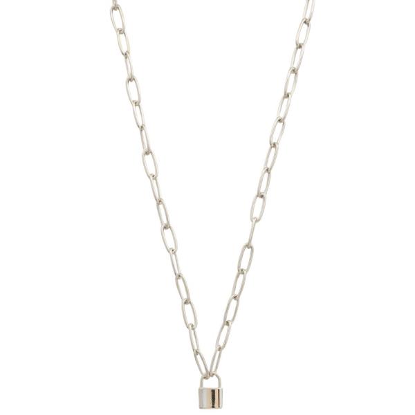 SODAJO LOCK CHARM OVAL LINK GOLD DIPPED NECKLACE
