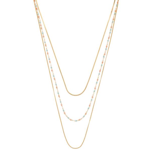 SODAJO DAINTY BEAD LAYERED GOLD DIPPED NECKLACE