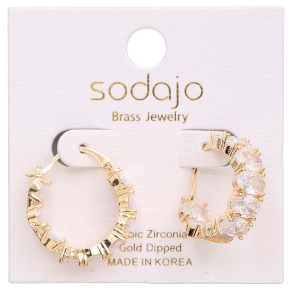 SODAJO CZ GOLD DIPPED HOOP EARRING