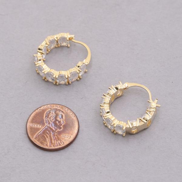 SODAJO CZ GOLD DIPPED HOOP EARRING