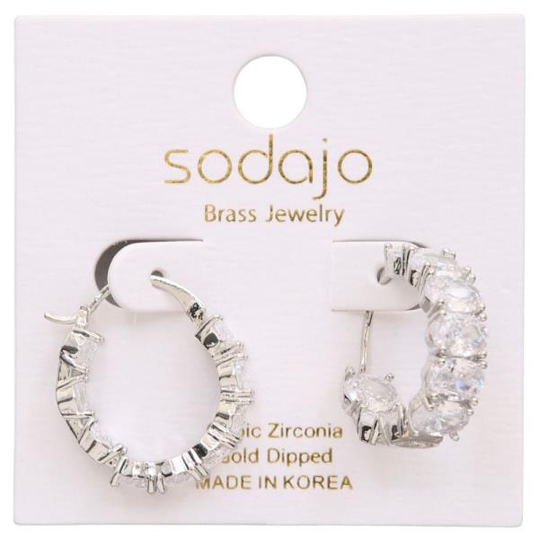 SODAJO CZ GOLD DIPPED HOOP EARRING