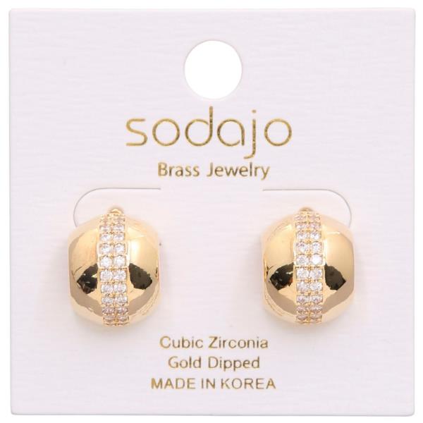 SODAJO CZ ROUND METAL GOLD DIPPED POST EARRING