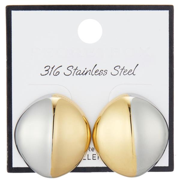 SECRET BOX TWO TONE STAINLESS STEEL EARRINGS