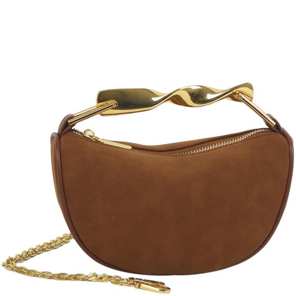 ELEGANT METAL TWIST HANDLE CROSSBODY BAG
