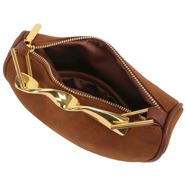 ELEGANT METAL TWIST HANDLE CROSSBODY BAG