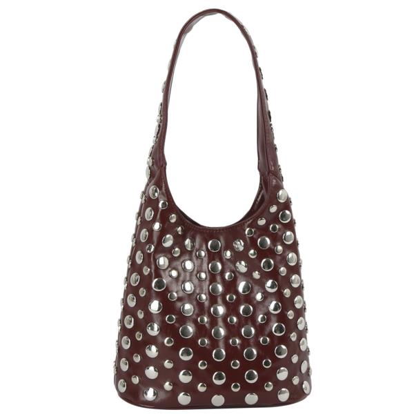 STUDDED CURVE ALL OVER SHOULDER BAG