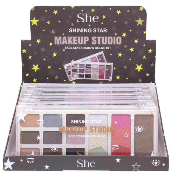 SHE MAKEUP SHINING STAR MAKEUP STUDIO FACE AND EYESHADOW COLOR KIT PALETTE (6 UNITS)