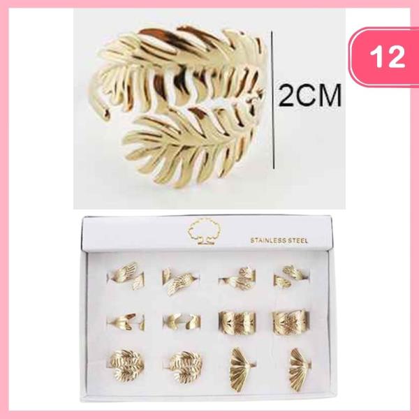 STAINLESS STEEL LEAF RING (12 UNITS)