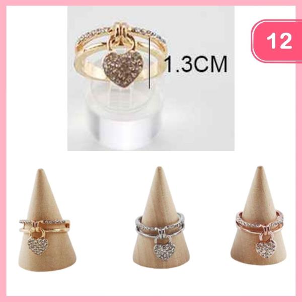 RHINESTONE HEART RING (12 UNITS)