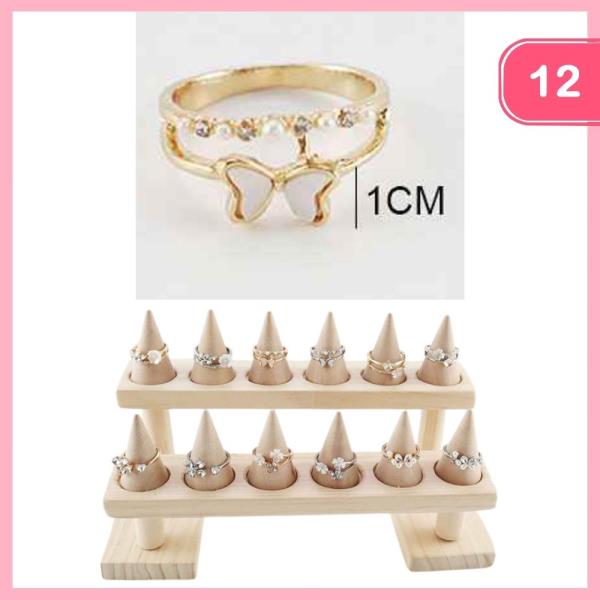 RHINESTONE PEARL RING (12 UNITS)