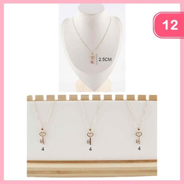 RHINESTONE KEY PENDANT NECKLACE (12 UNITS)