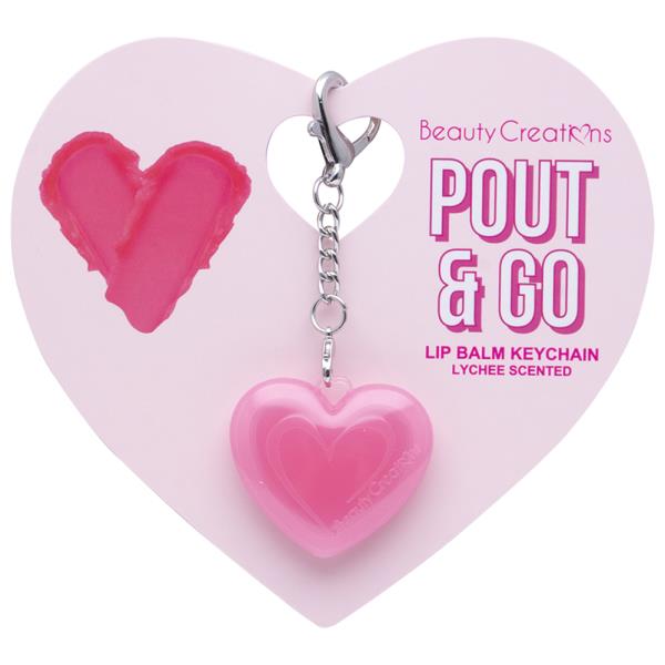 BEAUTY CREATIONS POUT AND GO LIP BALM KEYCHAIN LYCHEE SCENTED (6 UNITS)