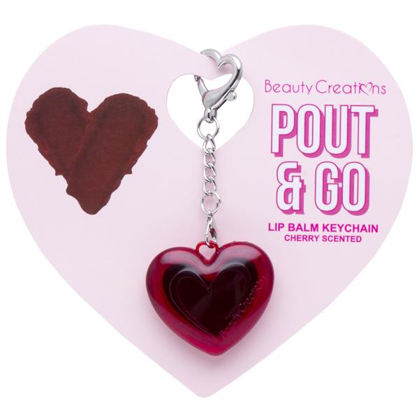 BEAUTY CREATIONS POUT AND GO LIP BALM KEYCHAIN CHERRY SCENTED (6 UNITS)