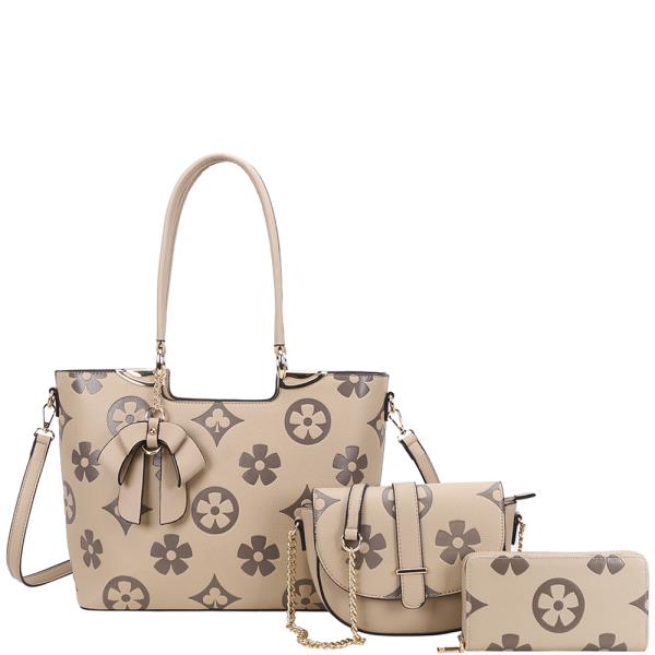 3IN1 DESIGN TOTE BAG W CROSSBODY AND WALLET SET