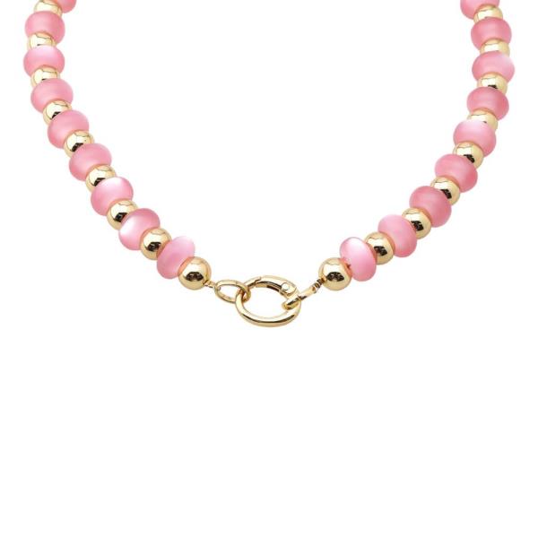 COLOR TRANSPARENT RESIN METAL BEAD NECKLACE