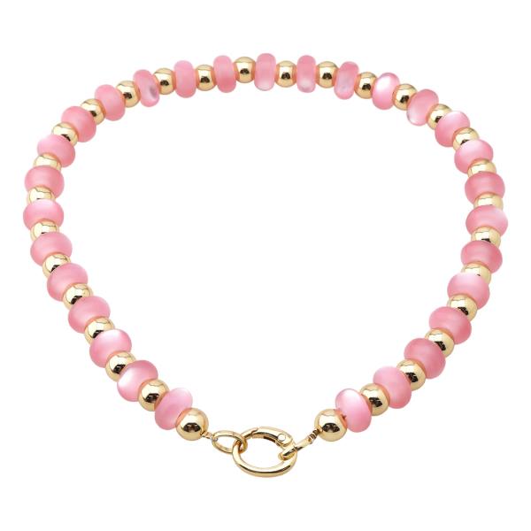 COLOR TRANSPARENT RESIN METAL BEAD NECKLACE