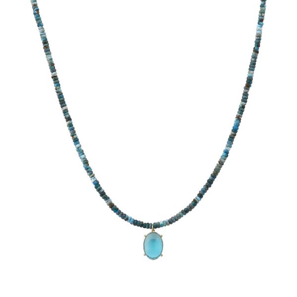 OVAL STONE DAINTY BEAD NECKLACE